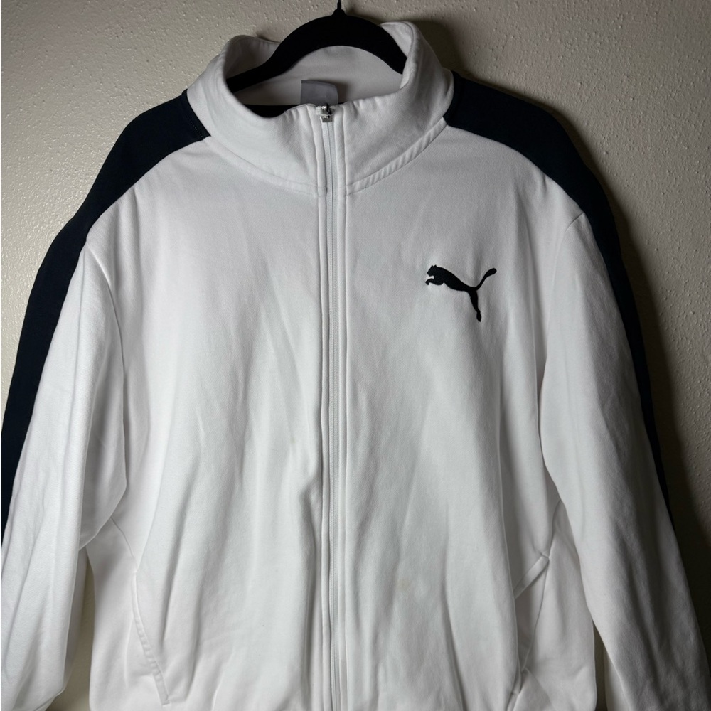 Puma White and Black Zip-Up Jacket